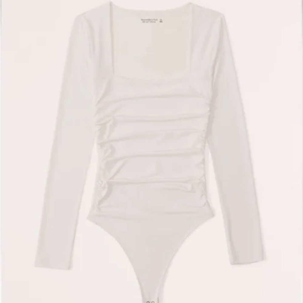 Abercrombie ruched square neck long sleeve bodysuit size medium